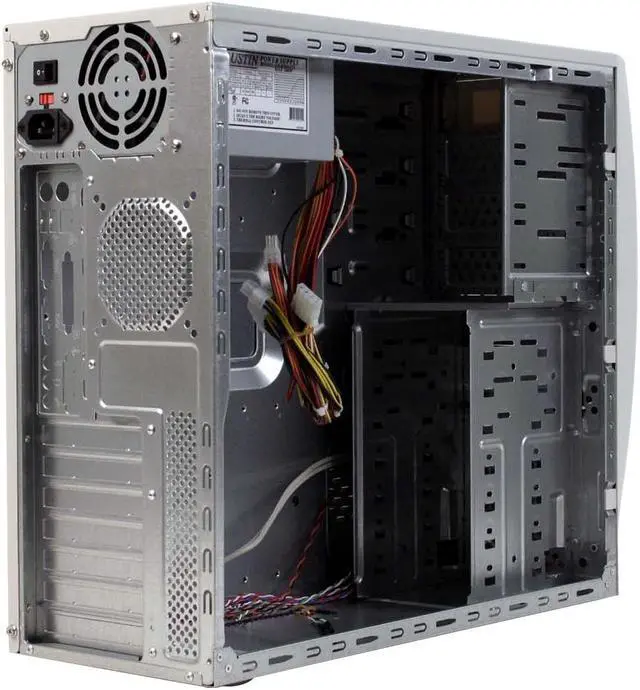 Alt view image 7 of 12 - APEX PC-115 White/Gray Steel ATX Mid Tower Computer Case ATX12V 300W Power Supply