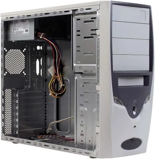 Alt view image 8 of 12 - APEX PC-115 White/Gray Steel ATX Mid Tower Computer Case ATX12V 300W Power Supply