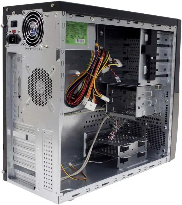 Alt view image 9 of 13 - APEX TU-163 Black Steel ATX Mid Tower Computer Case 350W Power Supply