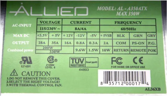 Alt view image 10 of 13 - APEX TU-163 Black Steel ATX Mid Tower Computer Case 350W Power Supply