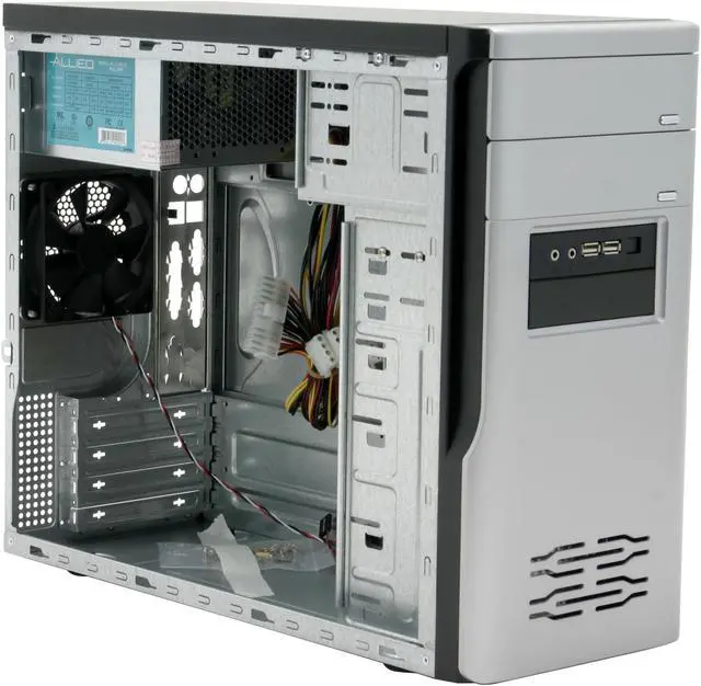 Alt view image 13 of 15 - APEX TX-346 Black/Silver Steel ATX Mini Tower Computer Case ATX12V 300W Intel & AMD Listed Power Supply