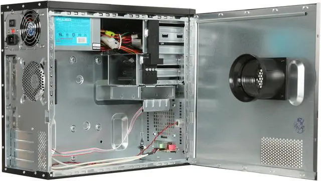 Alt view image 5 of 9 - APEX TM-302-3 Black/ Silver Steel Micro ATX Mid Tower Computer Case 300W Power Supply
