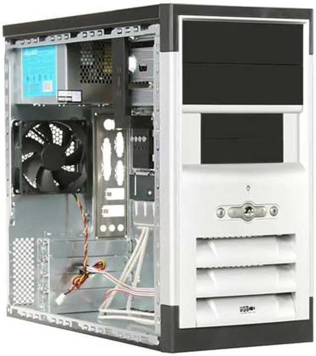 Alt view image 7 of 9 - APEX TM-302-3 Black/ Silver Steel Micro ATX Mid Tower Computer Case 300W Power Supply