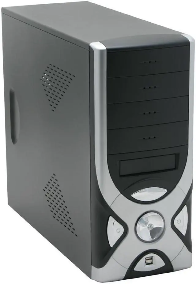 Alt view image 16 of 16 - APEX PC-336 Black/Silver Steel ATX Mid Tower Computer Case 350W Power Supply