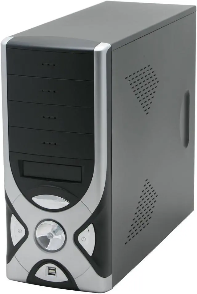 Alt view image 2 of 16 - APEX PC-336 Black/Silver Steel ATX Mid Tower Computer Case 350W Power Supply
