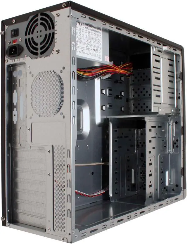 Alt view image 9 of 16 - APEX PC-336 Black/Silver Steel ATX Mid Tower Computer Case 350W Power Supply