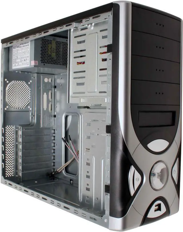 Alt view image 10 of 16 - APEX PC-336 Black/Silver Steel ATX Mid Tower Computer Case 350W Power Supply