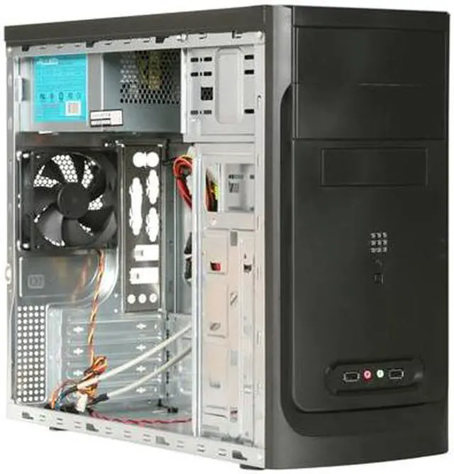Alt view image 5 of 7 - APEX TX-373 Black Steel Micro ATX Mid Tower Computer Case 300W Power Supply