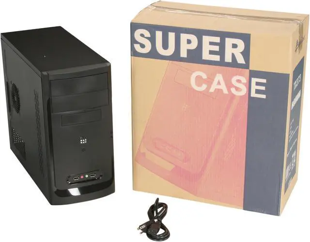 Alt view image 7 of 7 - APEX TX-373 Black Steel Micro ATX Mid Tower Computer Case 300W Power Supply