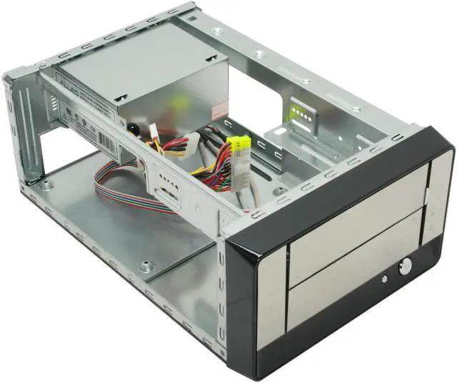 Alt view image 6 of 10 - APEX MI-100 Black / Mirror finish Steel Mini-ITX Tower Computer Case 250W Power Supply