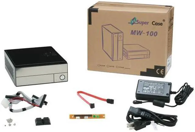 Alt view image 10 of 10 - APEX MW-100 Black Metal with piano finish Mini-ITX Tower Computer Case 60W external Power Supply