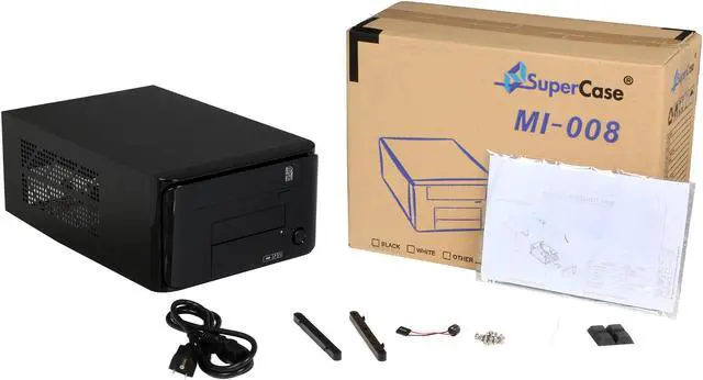 Alt view image 9 of 10 - APEX MI Series MI-008 Black Steel Mini-ITX Tower Computer Case 250W Power Supply