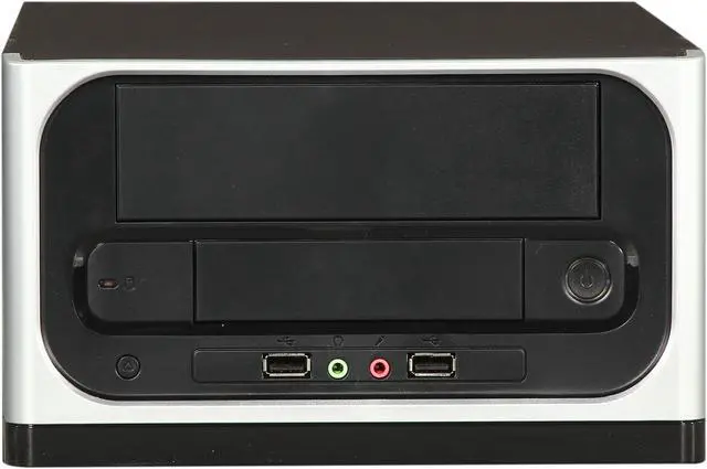 Alt view image 2 of 9 - APEX MI-110 Black / Silver Steel Mini-ITX Tower Computer Case 250W Power Supply