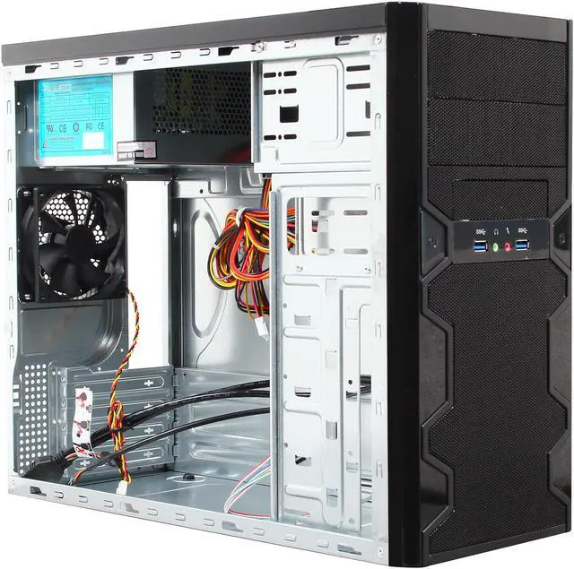Alt view image 8 of 9 - APEX TX Series TX-606-U3 Black Steel / Plastic MicroATX Tower Computer Case USB3.0 with USB2.0 Adapter Cable 300W Power Supply