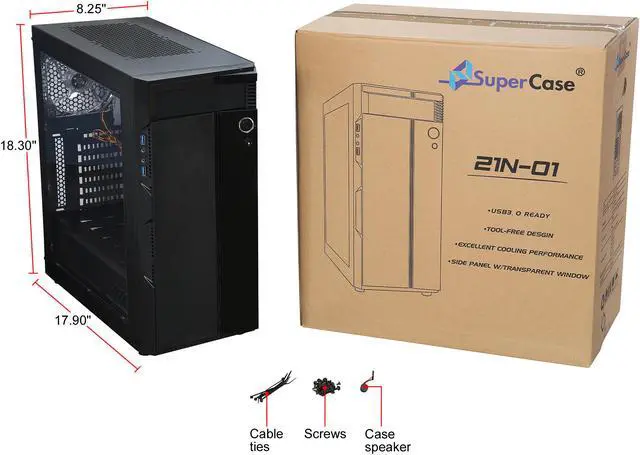 Alt view image 9 of 9 - APEX 21N-01 Black Steel / Plastic ATX Mid Tower Computer Case