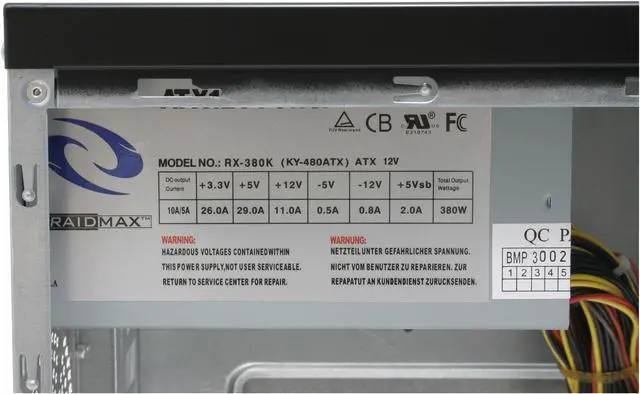 Alt view image 11 of 18 - RAIDMAX xA Combo Pack ATX-568WBP Black SECC Steel ATX Mid Tower Computer Case 380W Power Supply