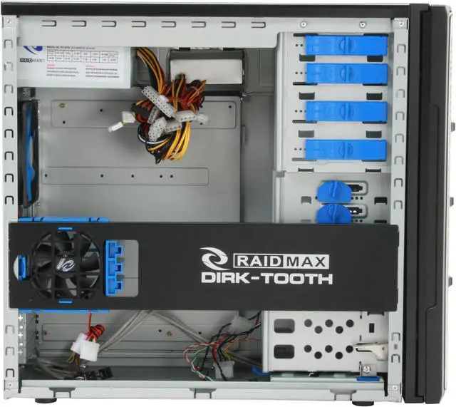 Alt view image 9 of 14 - RAIDMAX SMILODON ATX-612WBP Black 1.0mm SECC Steel ATX Mid Tower Foldout MB Computer Case With 500W Power Supply
