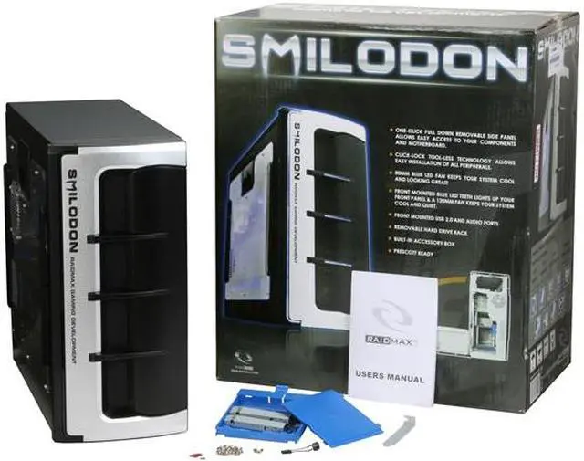 Alt view image 14 of 14 - RAIDMAX SMILODON ATX-612WB Black / Silver 1.0mm SECC Steel ATX Mid Tower Foldout MB Computer Case