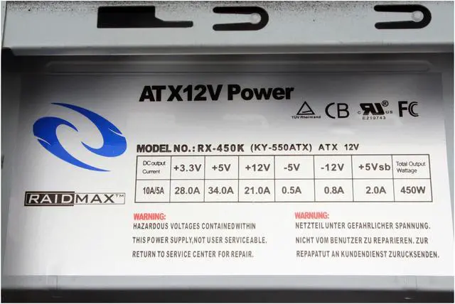 Alt view image 12 of 14 - RAIDMAX ARES ATX-801WBP Black SECC Steel ATX Mid Tower Computer Case 450W Power Supply