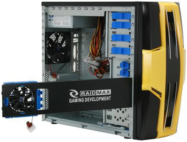 Alt view image 11 of 14 - RAIDMAX AZTEC ATX-619WYP Black/ Yellow SECC Steel ATX Mid Tower Computer Case 500W Power Supply
