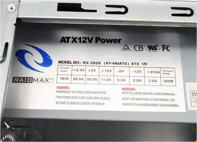 Alt view image 8 of 10 - RAIDMAX ATX-268WSP Silver SECC Steel ATX Mid Tower Computer Case 380W Power Supply