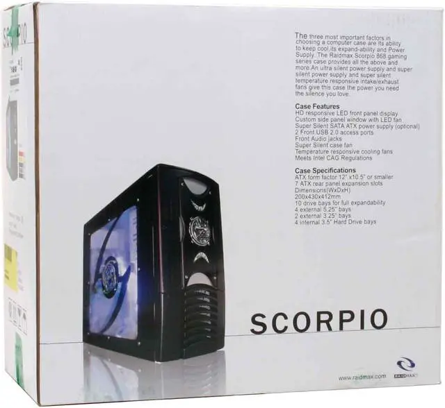 Alt view image 15 of 15 - RAIDMAX Scorpio ATX-868WGP Green Steel ATX Mid Tower Computer Case 420W Power Supply