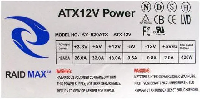 Alt view image 8 of 8 - RAIDMAX Scorpio ATX-868WSP Silver 0.8mm SECC ATX Mid Tower Computer Case 420watts PS2 ATX12V Power Supply