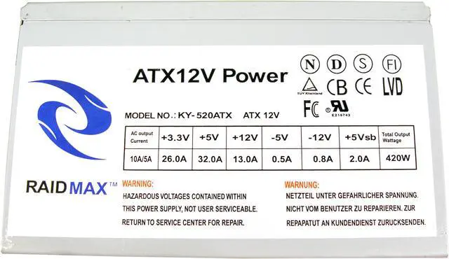 Alt view image 7 of 8 - RAIDMAX Virgo 811TP Black 0.8mm Japenness SECC ATX Mid Tower Computer Case 420watts PS2 ATX12V Power Supply 120mm fan Power Supply