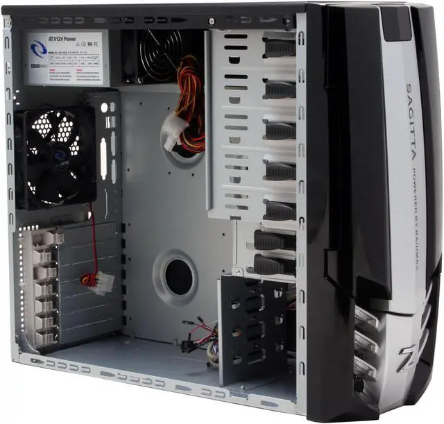 Alt view image 13 of 19 - RAIDMAX SAGITTA 1 ATX-921WBP Black / Silver 0.7mm SECC Steel ATX Mid Tower Removable MB Computer Case With 450W Power Supply