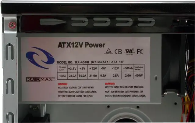 Alt view image 15 of 19 - RAIDMAX SAGITTA 1 ATX-921WBP Black / Silver 0.7mm SECC Steel ATX Mid Tower Removable MB Computer Case With 450W Power Supply