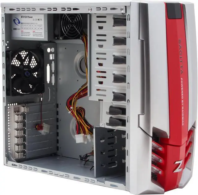 Alt view image 13 of 18 - RAIDMAX Sagitta ATX-921WSP Silver / Red SECC Steel ATX Mid Tower Computer Case 450W Power Supply