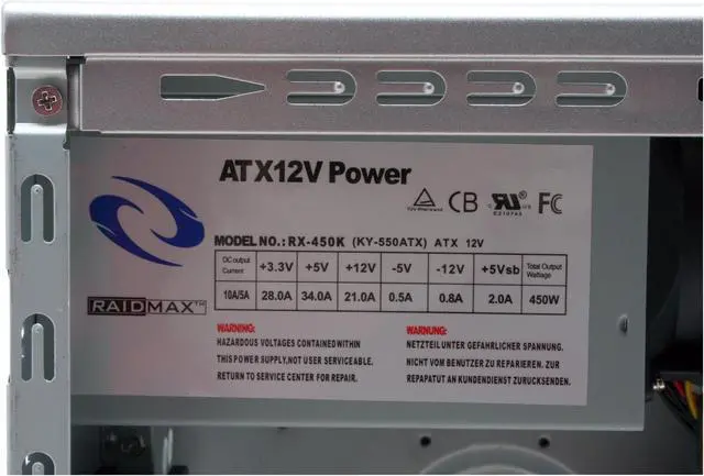 Alt view image 15 of 18 - RAIDMAX Sagitta ATX-921WSP Silver / Red SECC Steel ATX Mid Tower Computer Case 450W Power Supply