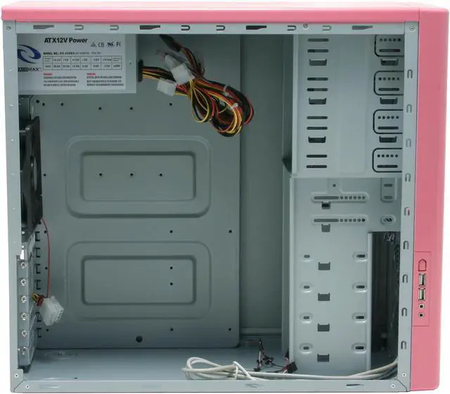 Alt view image 10 of 16 - RAIDMAX O² ATX-302KP Pink Steel ATX Mid Tower Computer Case 420W Power Supply