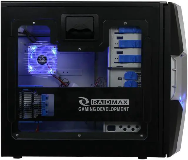 Alt view image 6 of 14 - RAIDMAX AZTEC ATX-619WB Black/ Silver 1.0mm SECC Steel ATX Mid Tower Foldout MB Computer Case