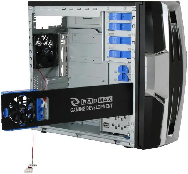 Alt view image 10 of 14 - RAIDMAX AZTEC ATX-619WB Black/ Silver 1.0mm SECC Steel ATX Mid Tower Foldout MB Computer Case