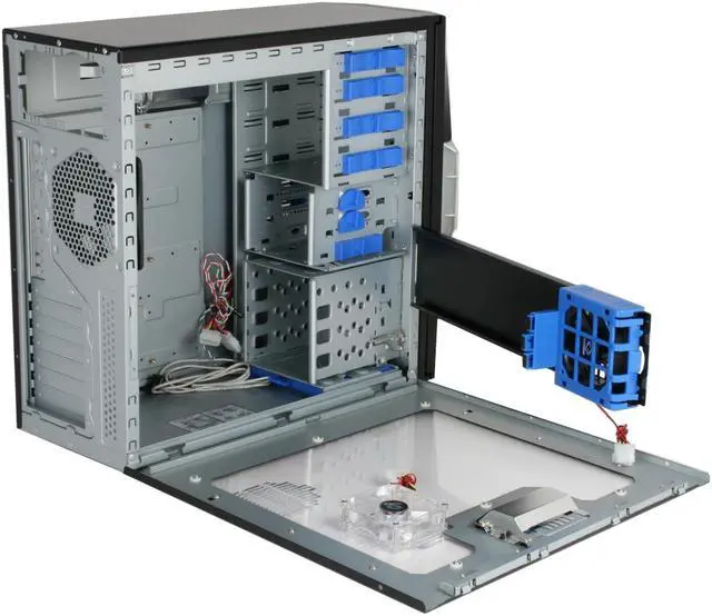 Alt view image 7 of 14 - RAIDMAX AZTEC ATX-619WB Black/ Silver 1.0mm SECC Steel ATX Mid Tower Foldout MB Computer Case