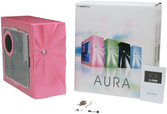 Alt view image 13 of 13 - RAIDMAX AURA ATX-927WK Pink SECC Steel ATX Mid Tower Computer Case