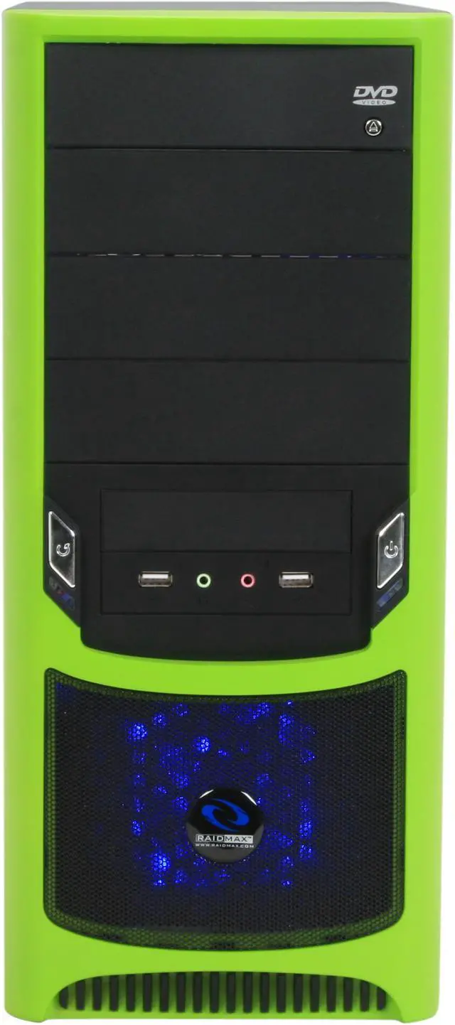 Alt view image 3 of 12 - RAIDMAX Tornado ATX-238WG Black / Green SECC Steel ATX Mid Tower Computer Case