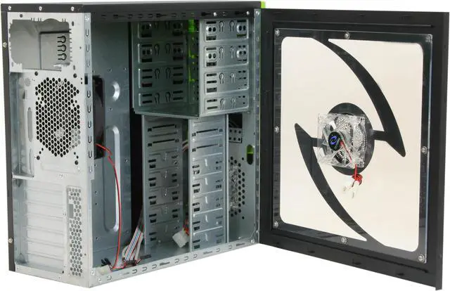 Alt view image 6 of 12 - RAIDMAX Tornado ATX-238WG Black / Green SECC Steel ATX Mid Tower Computer Case
