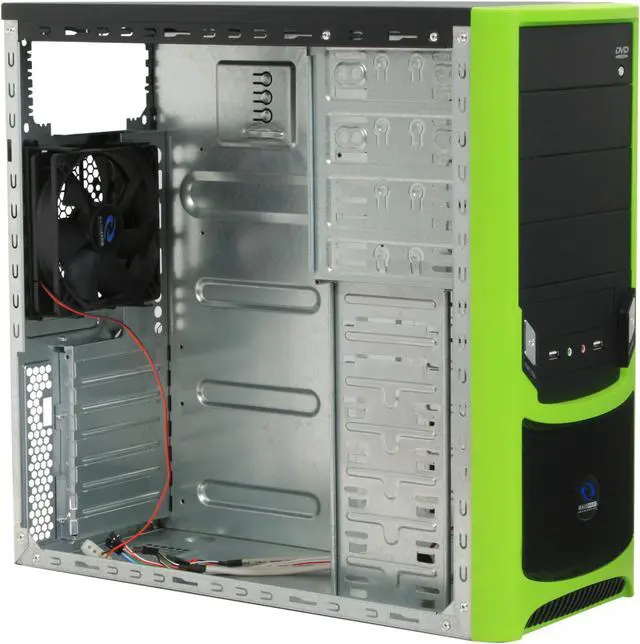 Alt view image 9 of 12 - RAIDMAX Tornado ATX-238WG Black / Green SECC Steel ATX Mid Tower Computer Case