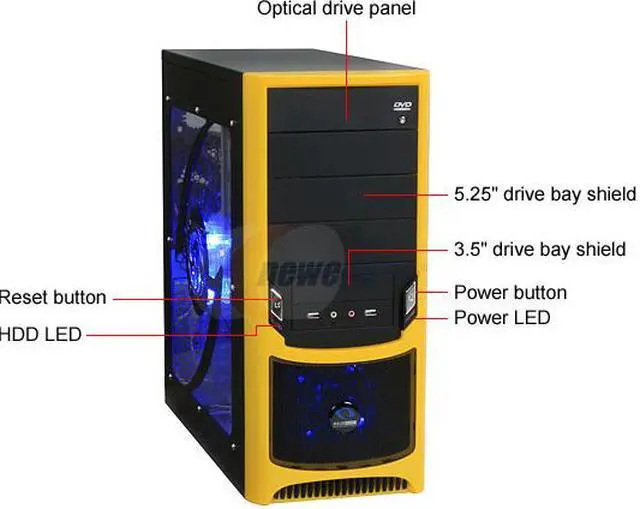 Alt view image 2 of 12 - RAIDMAX Tornado ATX-238WY Black / Yellow SECC Steel ATX Mid Tower Computer Case