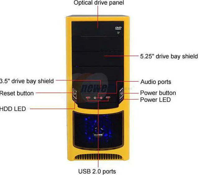 Alt view image 3 of 12 - RAIDMAX Tornado ATX-238WY Black / Yellow SECC Steel ATX Mid Tower Computer Case