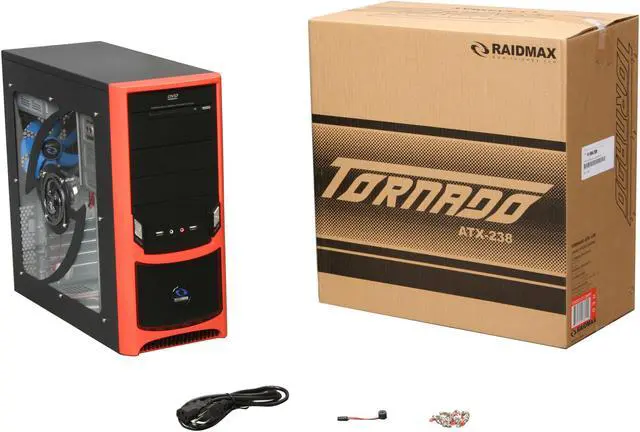Alt view image 10 of 10 - RAIDMAX Tornado ATX-238WRP Black SECC Steel ATX Mid Tower Computer Case with Raidmax RX-450K 450W Power Supply