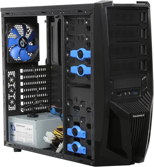 Alt view image 7 of 9 - RAIDMAX Blade ATX-298WBP Black Steel / Plastic ATX Mid Tower Computer Case 500W Power Supply