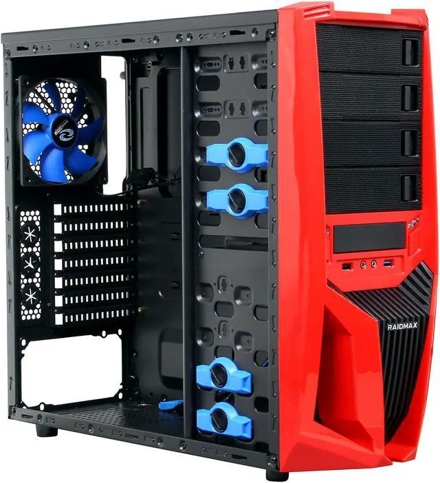 Alt view image 7 of 9 - RAIDMAX Blade ATX-298WR Black/Red Steel / Plastic ATX Mid Tower Computer Case