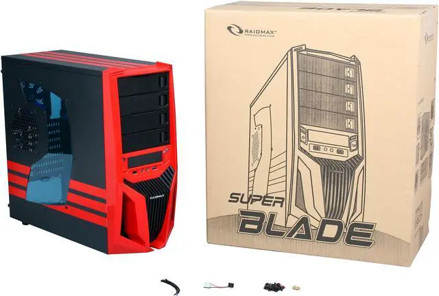 Alt view image 9 of 9 - RAIDMAX Blade ATX-298WR Black/Red Steel / Plastic ATX Mid Tower Computer Case