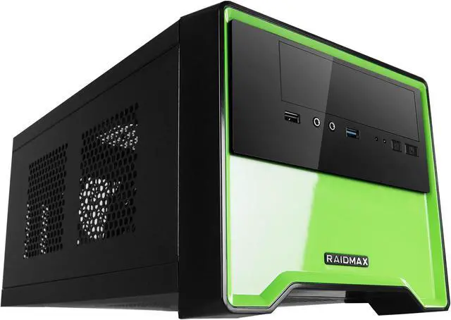 Main image of RAIDMAX Element ATX-101BGP Black/Green Steel / Plastic Mini-ITX Tower Computer Case with 450W Power Supply