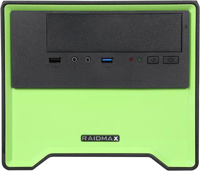 Alt view image 3 of 10 - RAIDMAX Element ATX-101BGP Black/Green Steel / Plastic Mini-ITX Tower Computer Case with 450W Power Supply