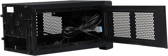 Alt view image 6 of 10 - RAIDMAX Element ATX-101BGP Black/Green Steel / Plastic Mini-ITX Tower Computer Case with 450W Power Supply