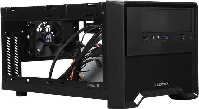 Alt view image 7 of 9 - RAIDMAX Element ITX-101BPS Black/Grey Steel / Plastic Mini-ITX Computer Case with 450W Power Supply